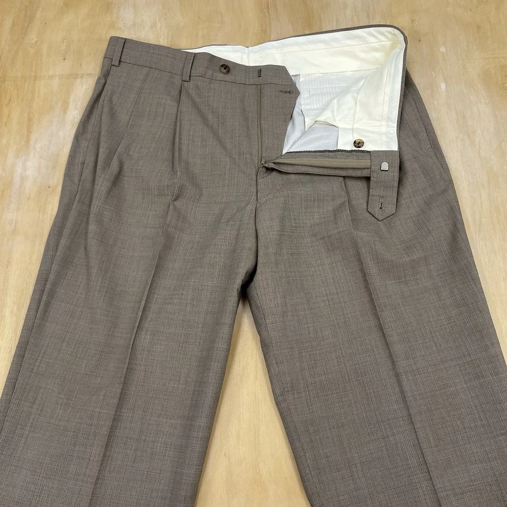 Brooks Brothers Suit Mens 43R Wool Pleated Pants 37x32 (Unhemmed) Tan